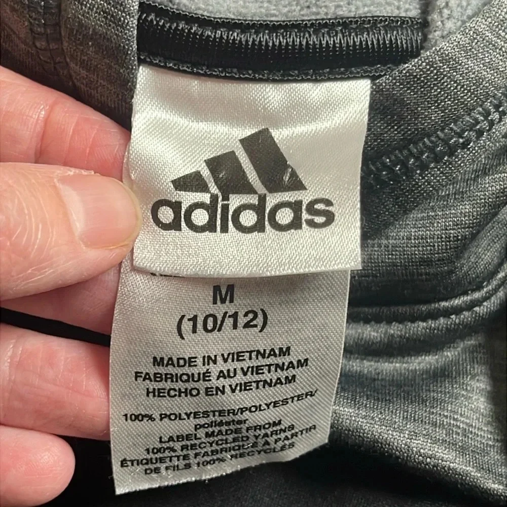 Adidas Boys Girls Hoodie Sweater Pullover Black Grey Charcoal Size M (10/12)